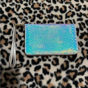 Betsey Johnson Iridescent Blue Wristlet